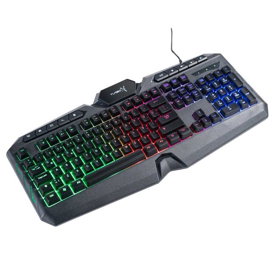 Turbox TR-GK102 USB Kablolu Gaming Standart Q Rainbow Aydınlatma Multimedia Klavye